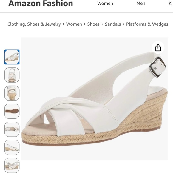 Easy Street White Espadrille Slingback Wedges - Picture 4 of 10
